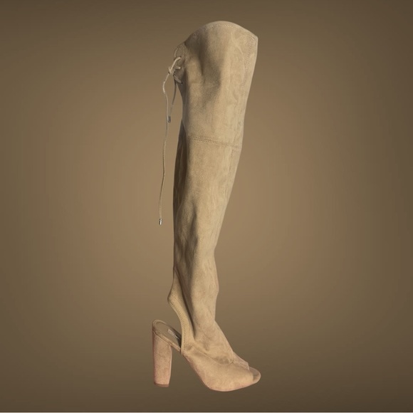 Guess Open Toe Knee High Suede Boots - Picture 5 of 11